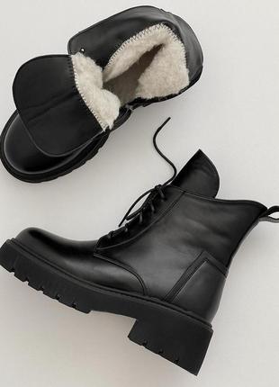 Черные ботинки экокожа зима