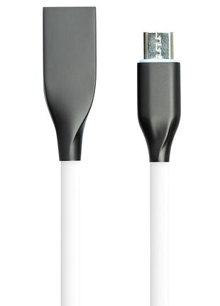 Кабель USB - microUSB, 2м, силикон, белый