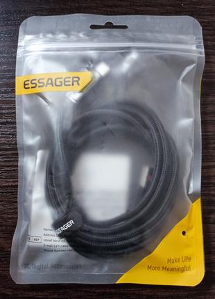 Кабель для зарядки Essager USB A - Type C 100W з екраном 2м