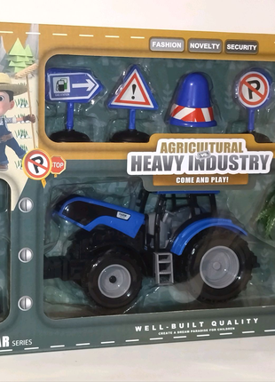 Набор "Синий трактор" инерционный с дорожными знаками.