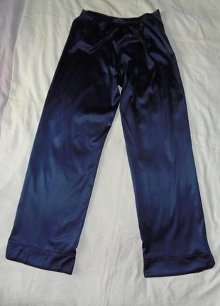 Синие атласные пижамные штаны р.10,евро 38