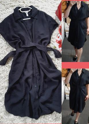 Базовое черное платье рубашка в оригинальном дизайне с запахом...