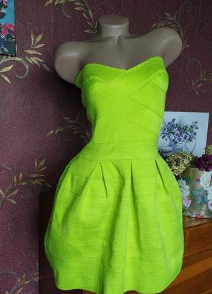 Салатовое бандажное платье с открытыми плечами от new look