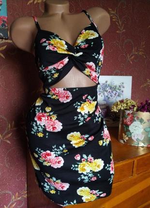 Чорна сукня для вагітних з квітковим принтом, з вирізом від shein
