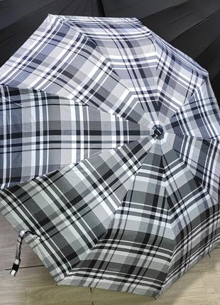 Зонт от дождя стильный клетка 9 спиц "анти ветер"