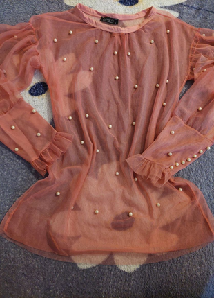 Ніжна персикова блузка з топом