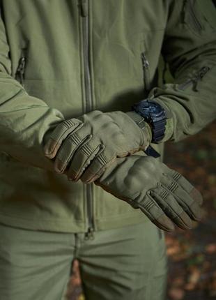 Демисезонные перчатки с косточками soft shell олива
