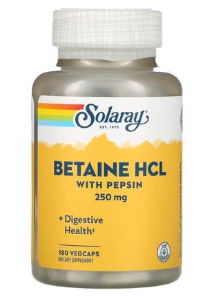 Бетаин гидрохлорид 250 мг с пепсином и листьями папайи Solaray...