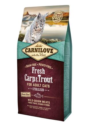 Сухий корм для стерилізованих котів Carnilove Fresh з коропом ...