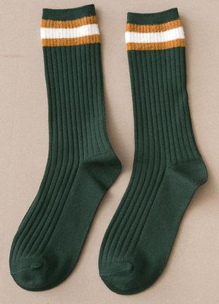 Високі шкарпетки у рубчик 2 смужкии 9510 з ворсинками зверху в...
