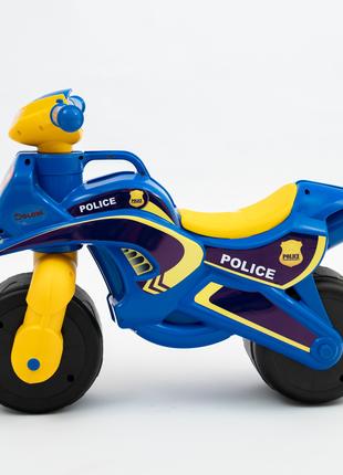 Мотоцикл музичний у коробці синій Поліція світло, толокар біго...