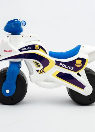 Мотоцикл в коробке музыкальный белый Полиция свет, толокар бег...