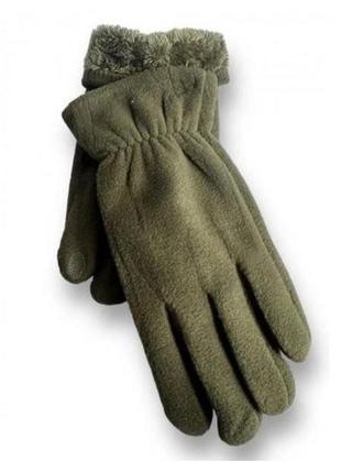 Перчатки мужские сенсорные 4-321 зеленый олива хакі