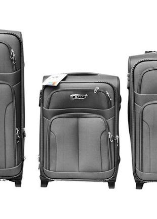 Дорожние чемодани fly 8303 на 2-х колесах набор 3 штук серый цвет