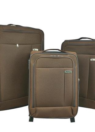 Набор дорожных чемоданов на 3-х колесах airline 17dl07 коричневый