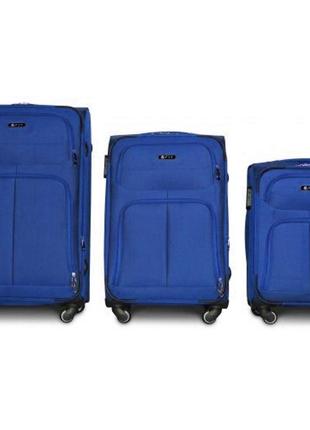 Набор чемоданов тканевых fly 8279 на 4-х колесах 3 штуки синий