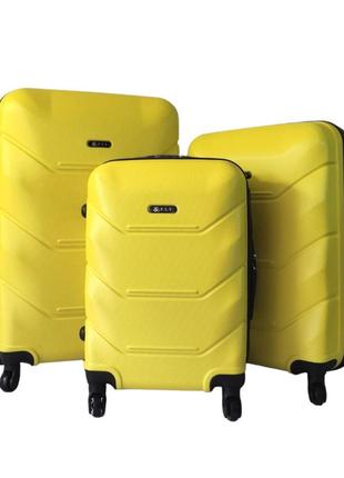 Набор чемоданов 3в1 fly 2019 4-колеса  l/m/s abs пластик жёлтый