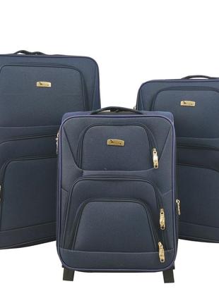 Набор дорожных тканевых чемоданов на колесах airline 17dl08 синий