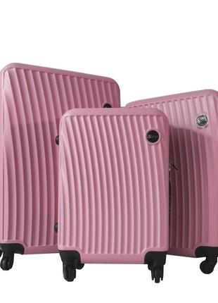 Комплект чемоданов fly 2062 набор 3 штуки, 4-колеса розовый