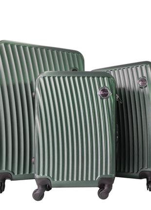 Комплект чемоданов fly 2062 abs пластик набор 3 штуки 4-колеса...