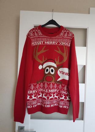 Новогодний свитер кофта с оленем c&amp;a