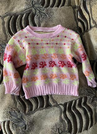 Детский розовый яркий качественный свитер