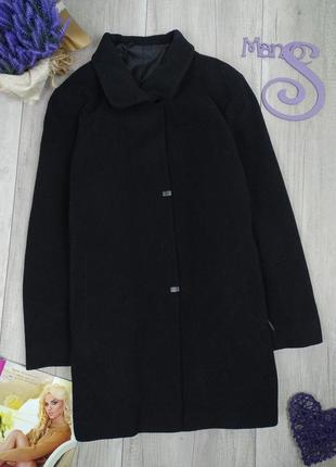 Женское кашемировое пальто на кнопках чёрное размер l
