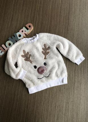 Свитер рождественский 6 лет, свитер новогодний, кофта с оленями