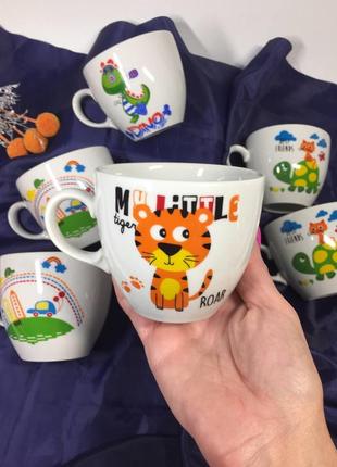 Керамические чашки для садика и школы с мультяшными персонажам...