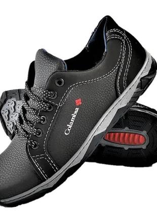 Кроссовки мужские чёрные кожаные туфли мокасины (размеры: 40,4...