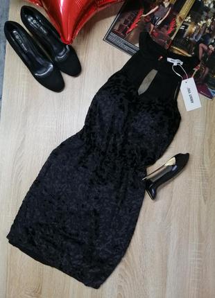Новое чёрное вечернее платье m s платье бархатное короткое сек...