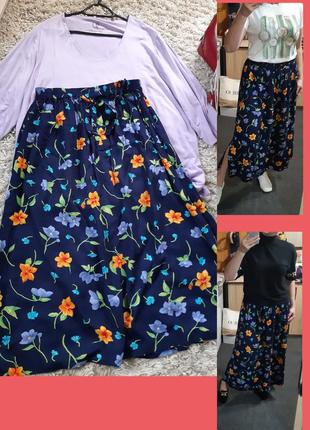 Комфортная стильная длинная юбка в цветочный принт,  linea,p  ...