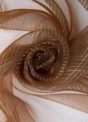 Ткань органза хамелеон полоски коричнева