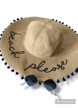 Літній капелюх. пляжна шляпа. плетений капелюх з широкими полями