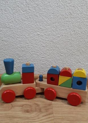 Деревянная игрушка поезд 30см.