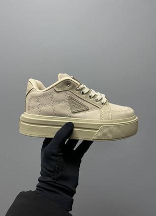 Кросівки prada macro re-nylon brushed leather sneakers ‘beige’...