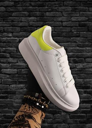 Женские кроссовки Alexander McQueen White Yellow, кроссовки ал...