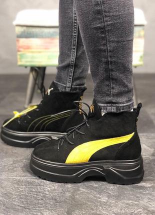 Женские ботинки Puma Spring Boots Black Yellow, женские ботинк...