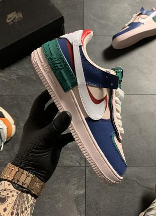 Жіночі кросівки Nike Air Force 1 White Green Blue, жіночі крос...