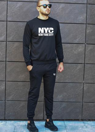Чоловічий спортивний костюм чорний світшот "New York City" з п...