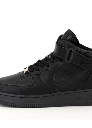 Мужские кроссовки Nike Air Force 1 Mid '07, черные кожаные кро...