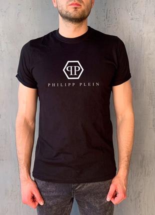 Мужская чёрная футболка с принтом "PHILIPP PLEIN"