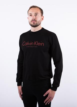 Чоловічий чорний світшот з принтом "Calvin Klein"