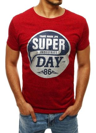 Мужская красная футболка "Super day 86"