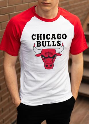 Мужская двухцветная футболка с принтом "CHICAGO BULLS"