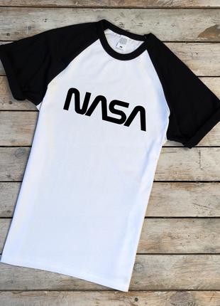 Мужская двухцветная футболка с принтом "NASA"