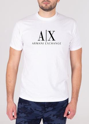 Мужская белая футболка с принтом "Armani"