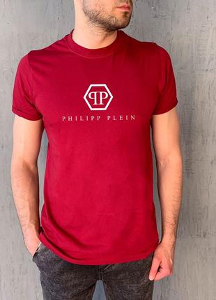 Мужская красная футболка с принтом "PHILIPP PLEIN"