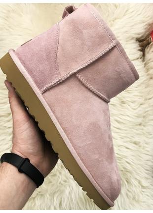 Жіночі зимові UGG Classic II Mini Pink, рожеві замшеві уггі кл...