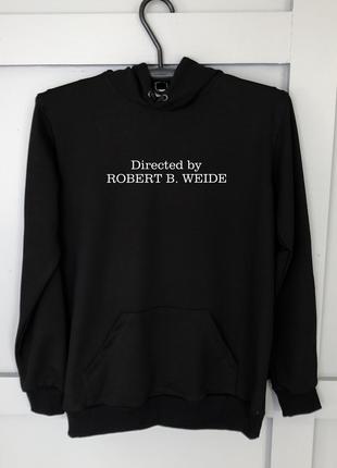 Мужское утеплённая чёрное худи с принтом "Robert B. Weide"